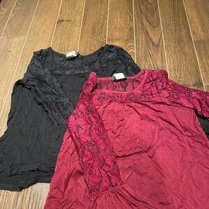 Streetwear Society Lace Sleeve Tops - Black and Red